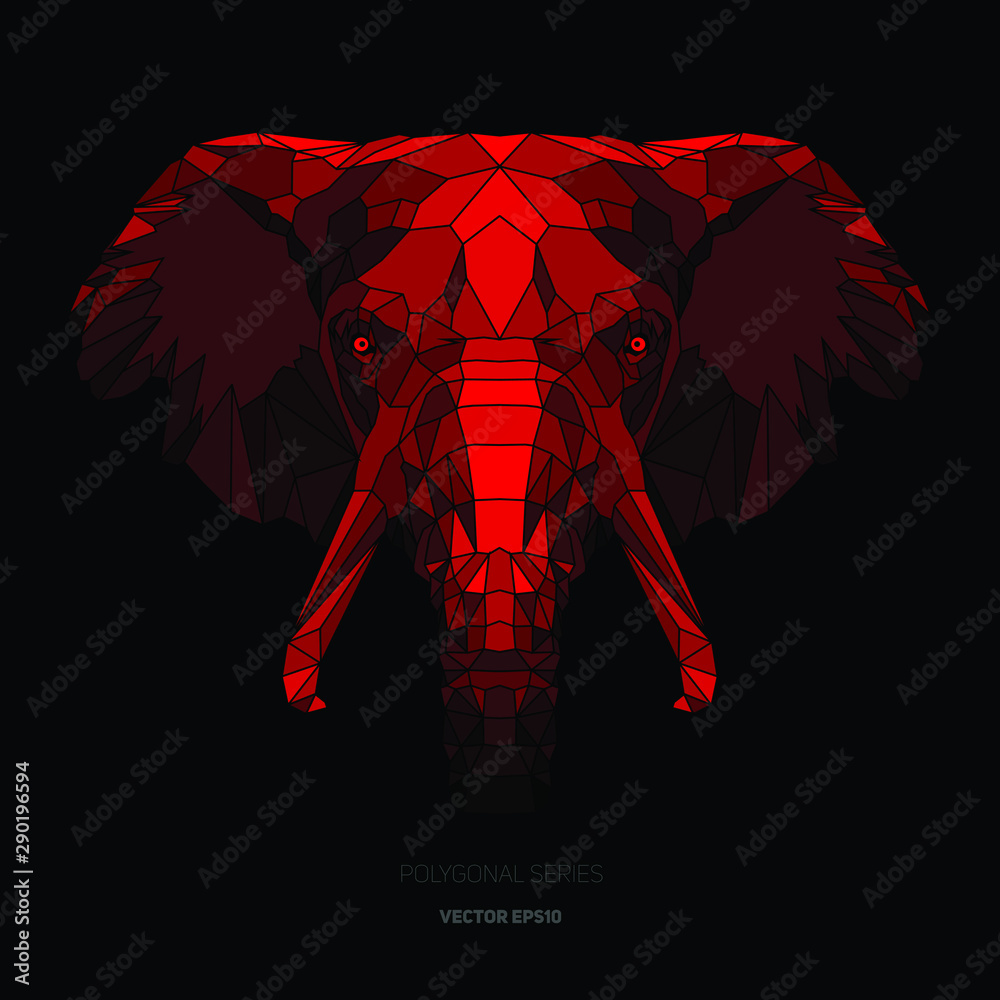 Fototapeta premium Hipster animal polygonal elephant face. Triangle animal
