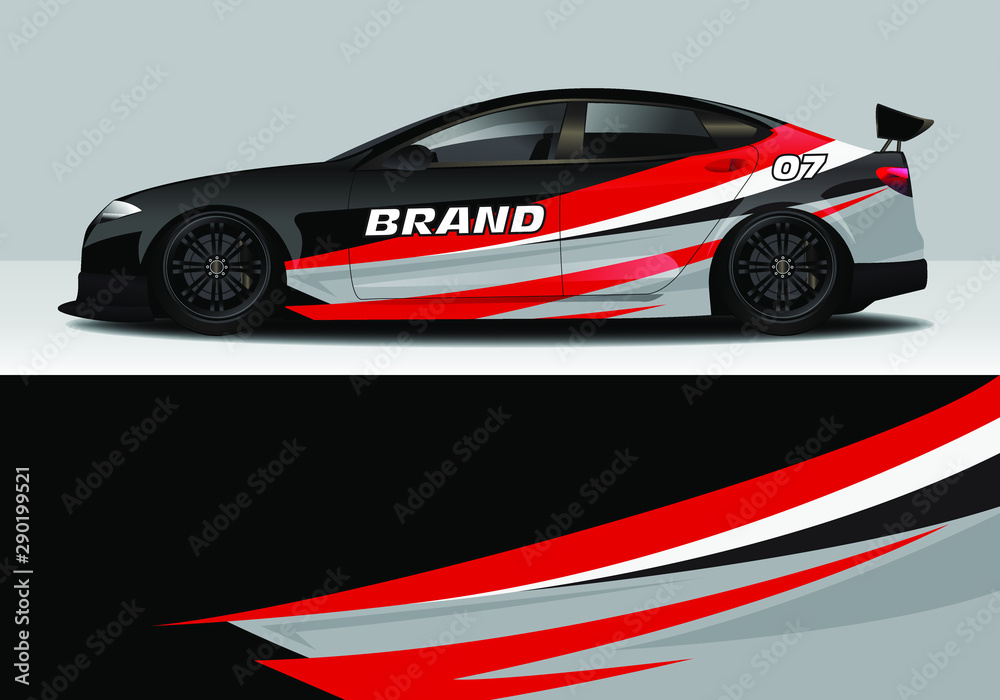 car wrap design with modern abstract line 