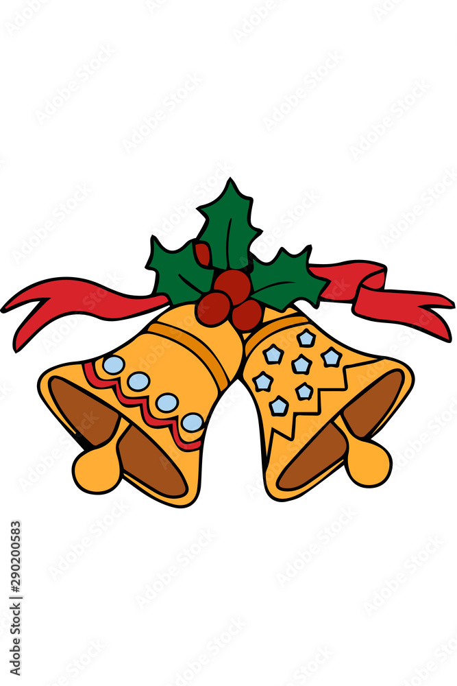 Naklejka premium Colorful cartoon illustration of Christmas bells