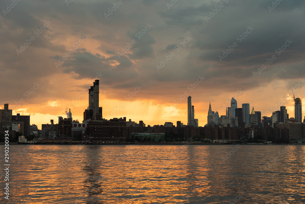 New york cityscape at sunset