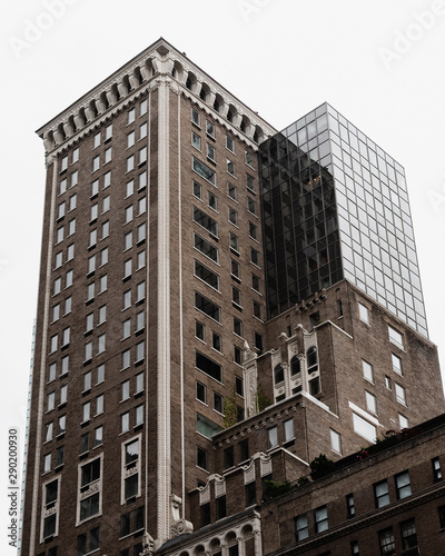 Low angle building with modern part