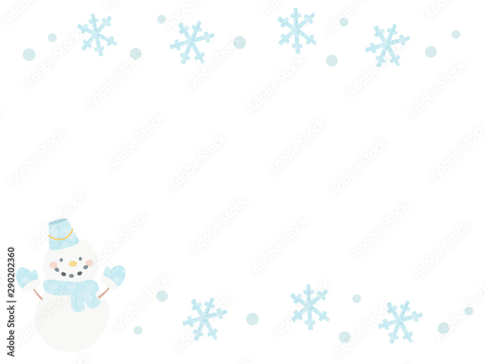 雪の結晶と雪だるまラインフレーム Stock Vector Adobe Stock