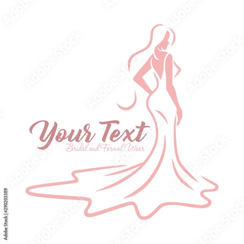 Bridal Wear Logo. Wedding Gown Dress Boutique Logo Design Vector Illustration