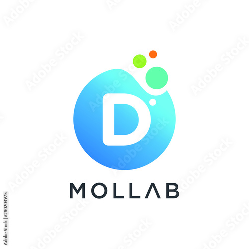 molecule initial Letter D Logo design , Lab Logo Design Element , Design Vector with Dots. - VECTOR