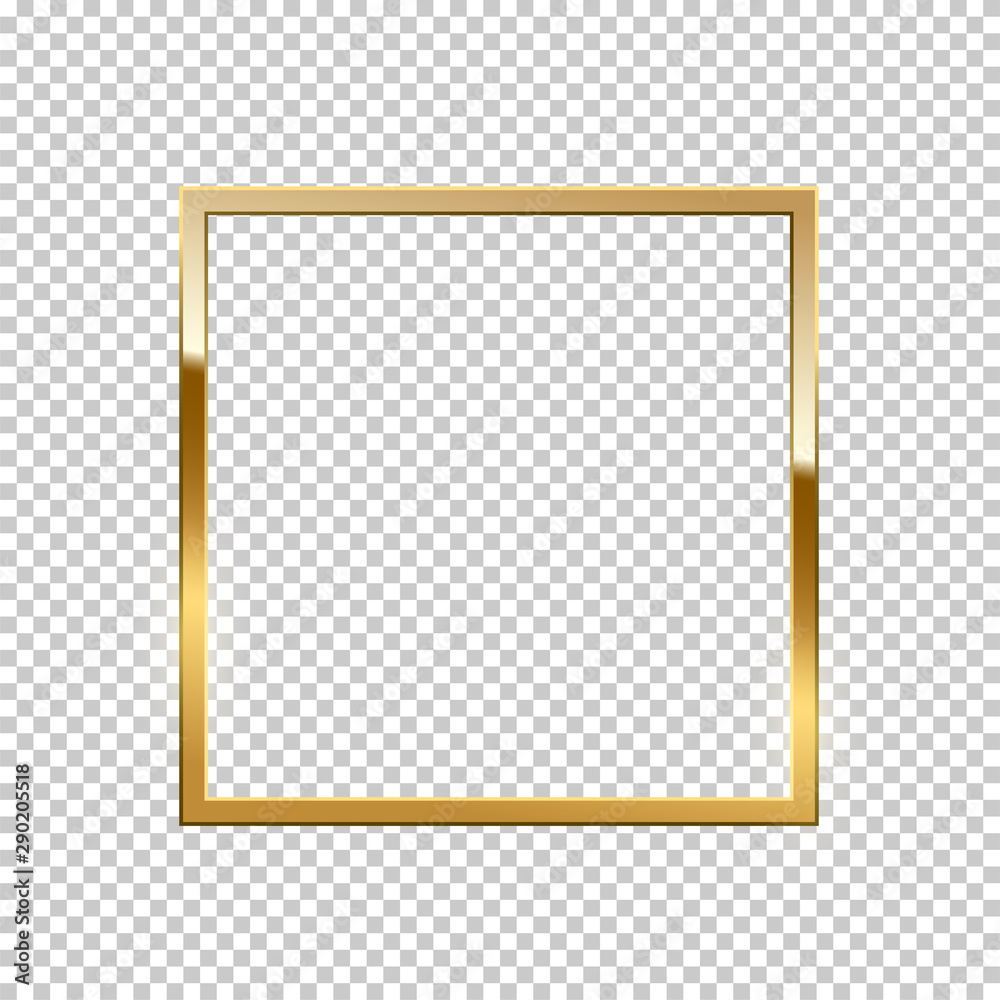 Fototapeta Błyszczący iskrzasty złoty kwadrat na przejrzystej tło wektoru ilustraci