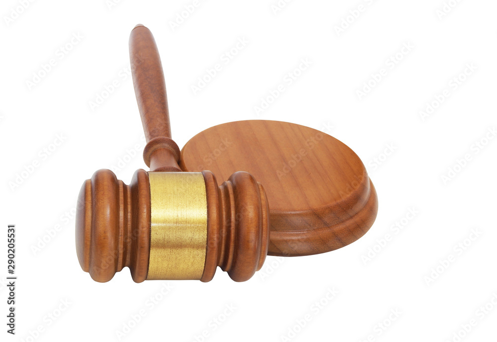 Wooden judge gavel isolated on white background