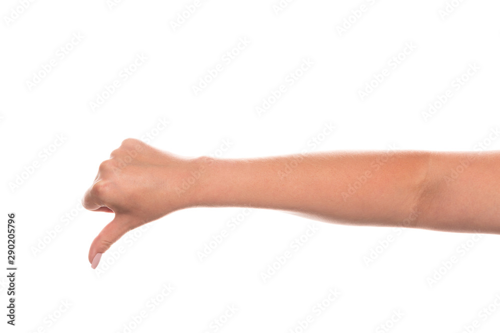 Hand of a young woman with beautiful manicure isolated on white background Hand of a young woman with beautiful manicure isolated on white background