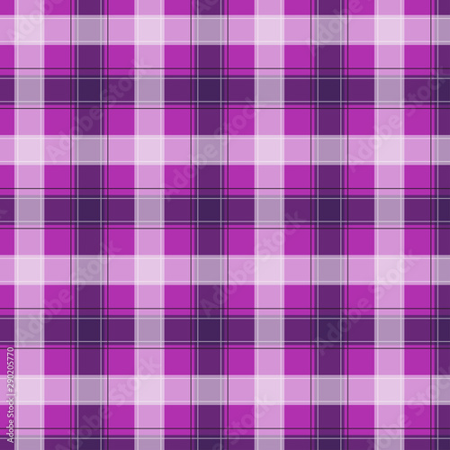 Purple Gingham pattern. Texture from squares for - plaid, tablecloths, clothes, shirts, dresses, paper, bedding, blankets, quilts and other textile products. Vector illustration EPS 10