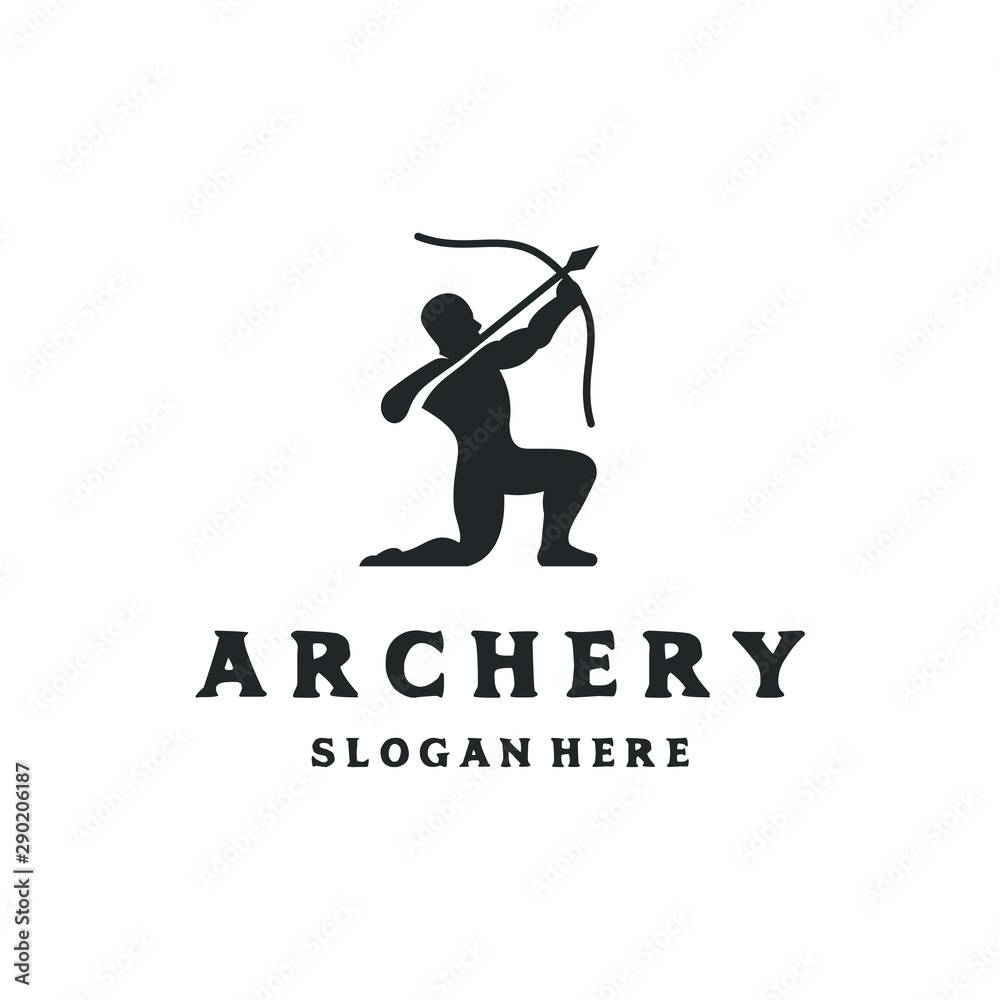 archery silhouette logo design vector