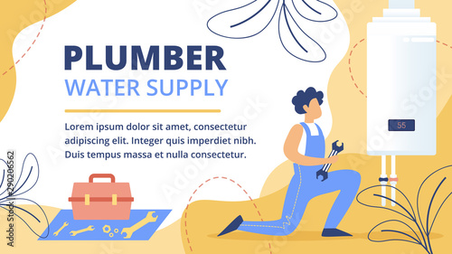 Plumbing Service Flat Vector Ad Banner Template