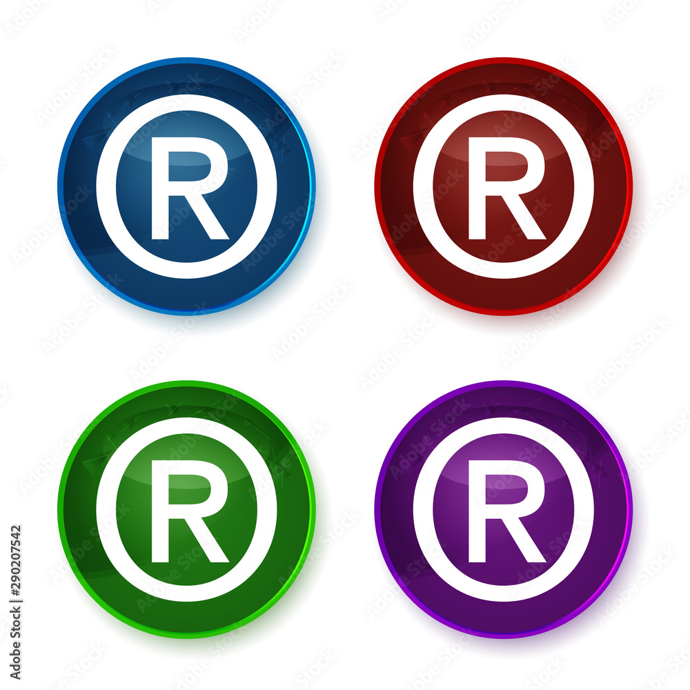 Registered symbol icon shiny round buttons set illustration