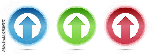 Up arrow icon glass round buttons set illustration