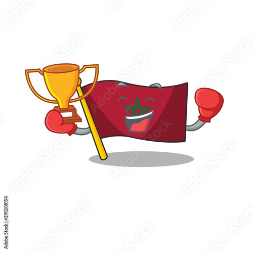 Boxing winner morocco flag sticks to mascot wall