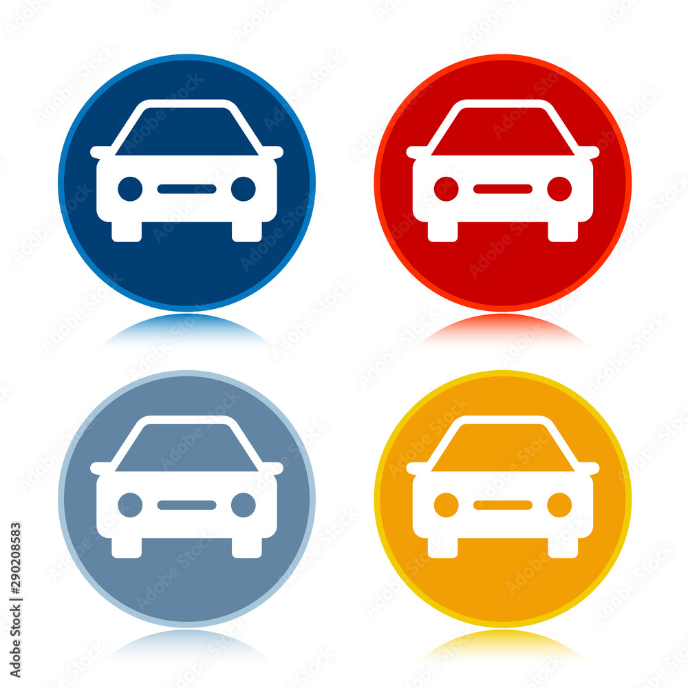 Car icon trendy flat round buttons set illustration design Car icon trendy flat round buttons set illustration design