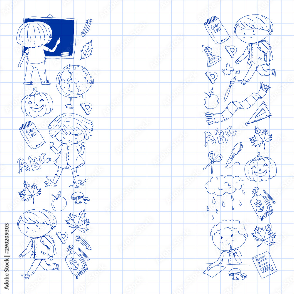 Back to school vector pattern. Education icons for children. Back to school vector pattern. Education icons for children.