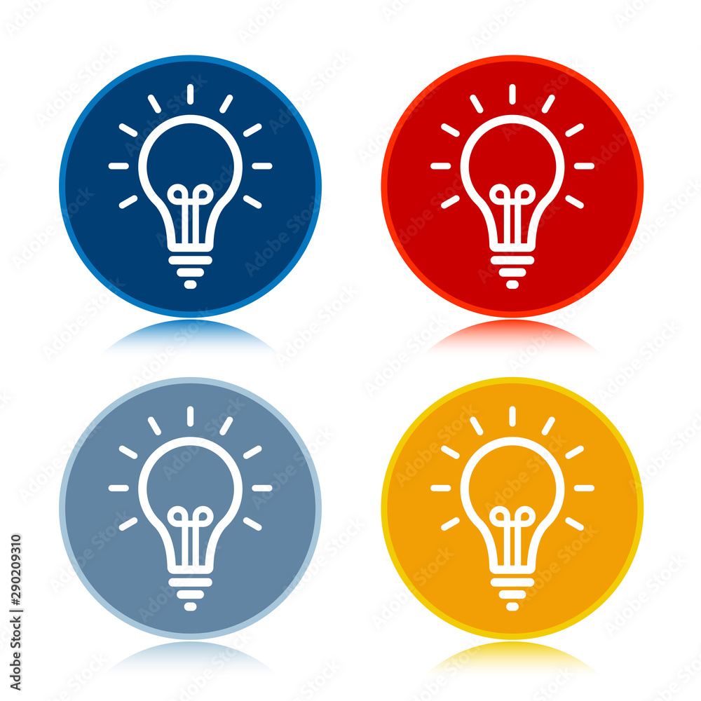 Lightbulb icon trendy flat round buttons set illustration design Lightbulb icon trendy flat round buttons set illustration design