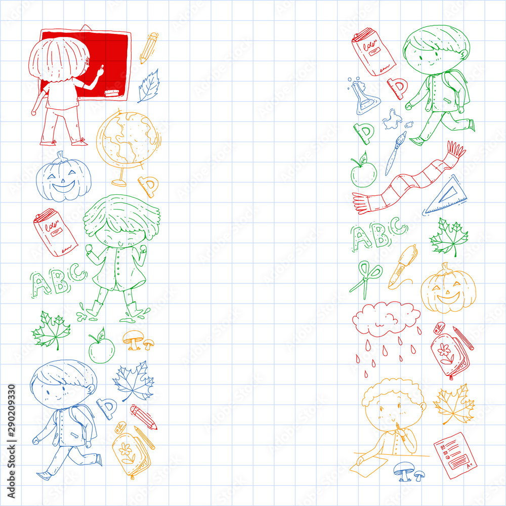 Back to school vector pattern. Education icons for children. Back to school vector pattern. Education icons for children.
