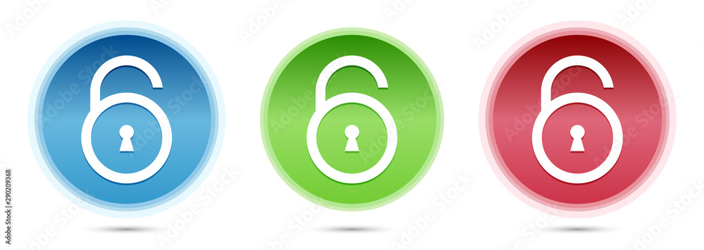 Padlock open icon glass round buttons set illustration Padlock open icon glass round buttons set illustration