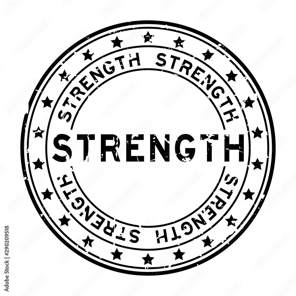 Grunge black strength word round rubber seal stamp on white background Grunge black strength word round rubber seal stamp on white background