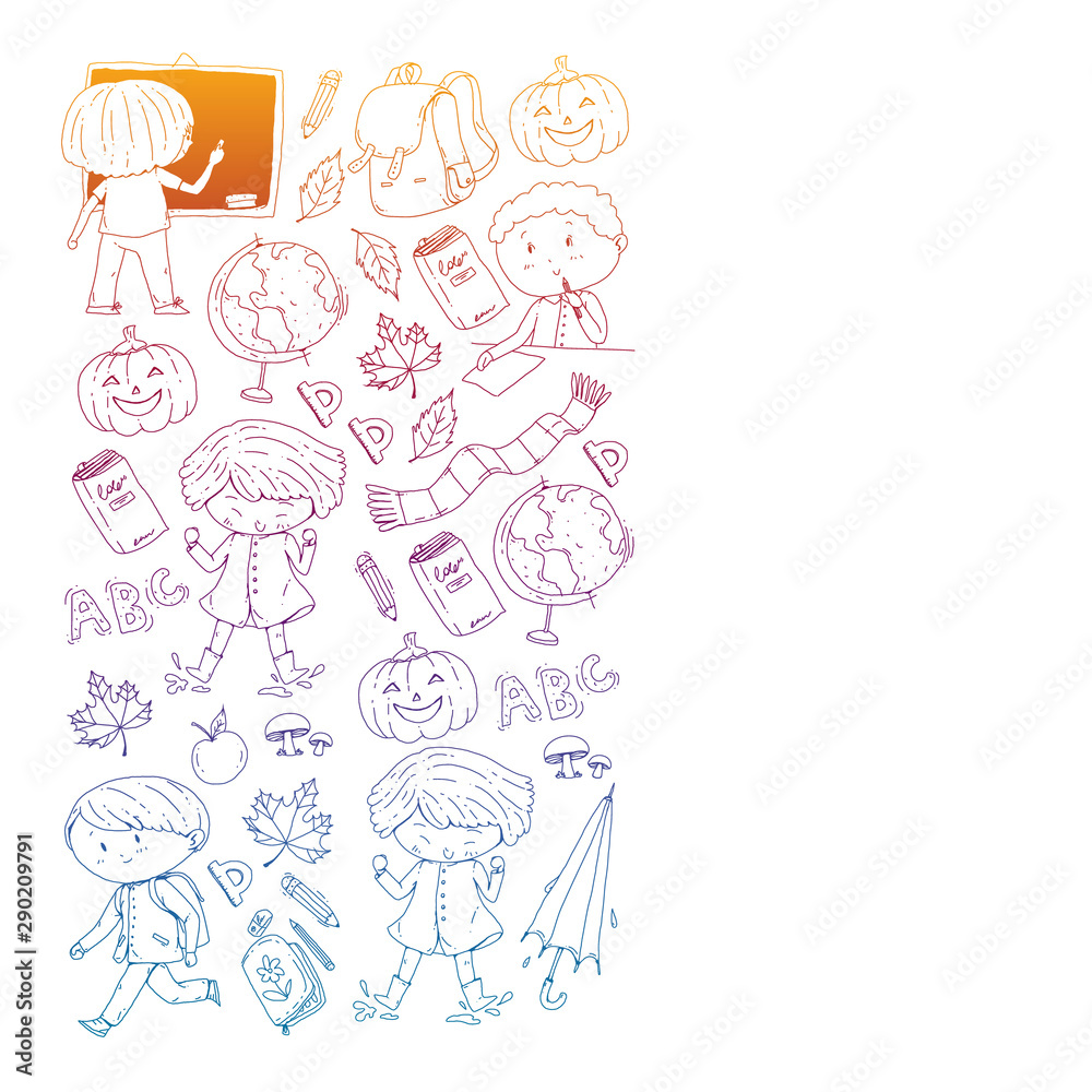 Back to school vector pattern. Education icons for children. Back to school vector pattern. Education icons for children.
