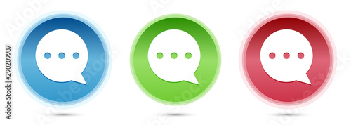 Comment icon glass round buttons set illustration