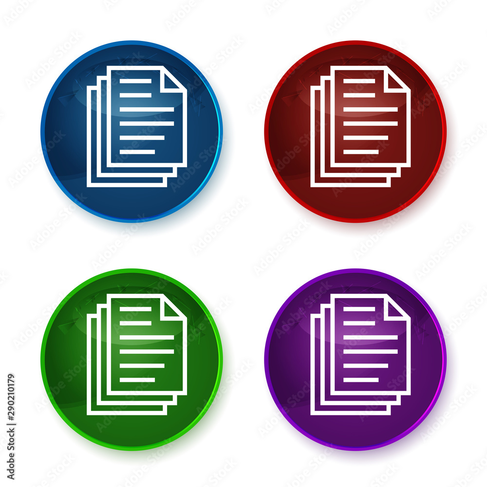 Page documents icon shiny round buttons set illustration Page documents icon shiny round buttons set illustration