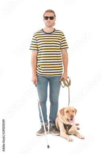 Blind young man with guide ...