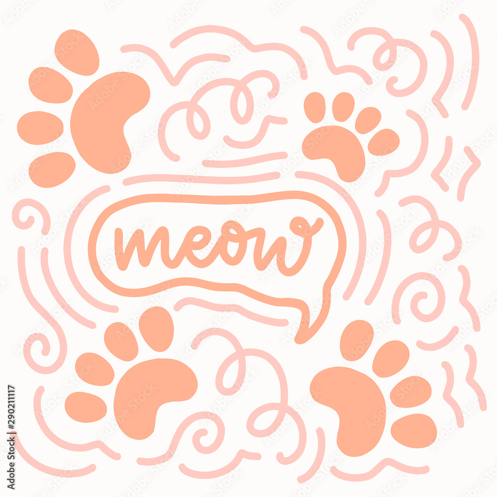 Funny pattern about cats for print in hand drawn style. Creative texture for kids fashion design. Cartoon background. Vector