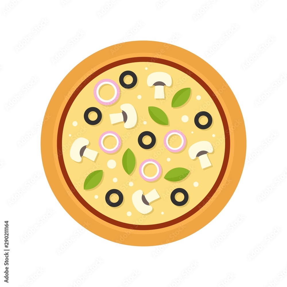 Mushroom pizza icon. Flat illustration of mushroom pizza vector icon for web design