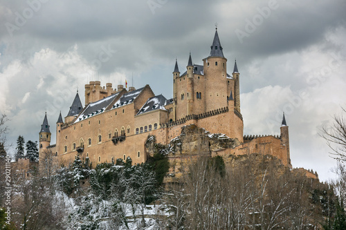The Alcazar of Segovia in winter. One of the most famous castles in Europe