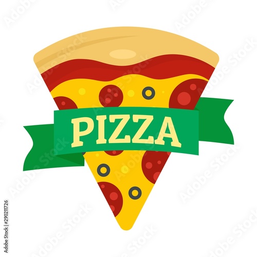 Pizza slice logo. Flat illustration of pizza slice vector logo for web design