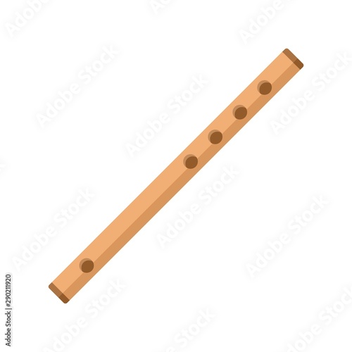 Wood flute icon. Flat illustration of wood flute vector icon for web design