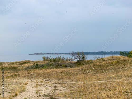 landscape with sand dune shore, Curonian Spit, Nida ,Lithuania.  Baltic dunes, UNESCO heritage