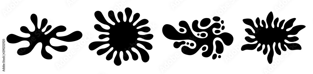 Set of black spots, splash silhouettes, ink blots. Set of black spots, splash silhouettes, ink blots.