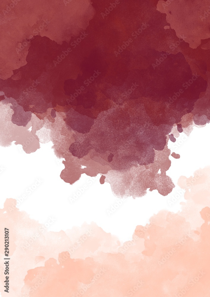 Watercolor abstract background, hand drawn watercolour burgundy