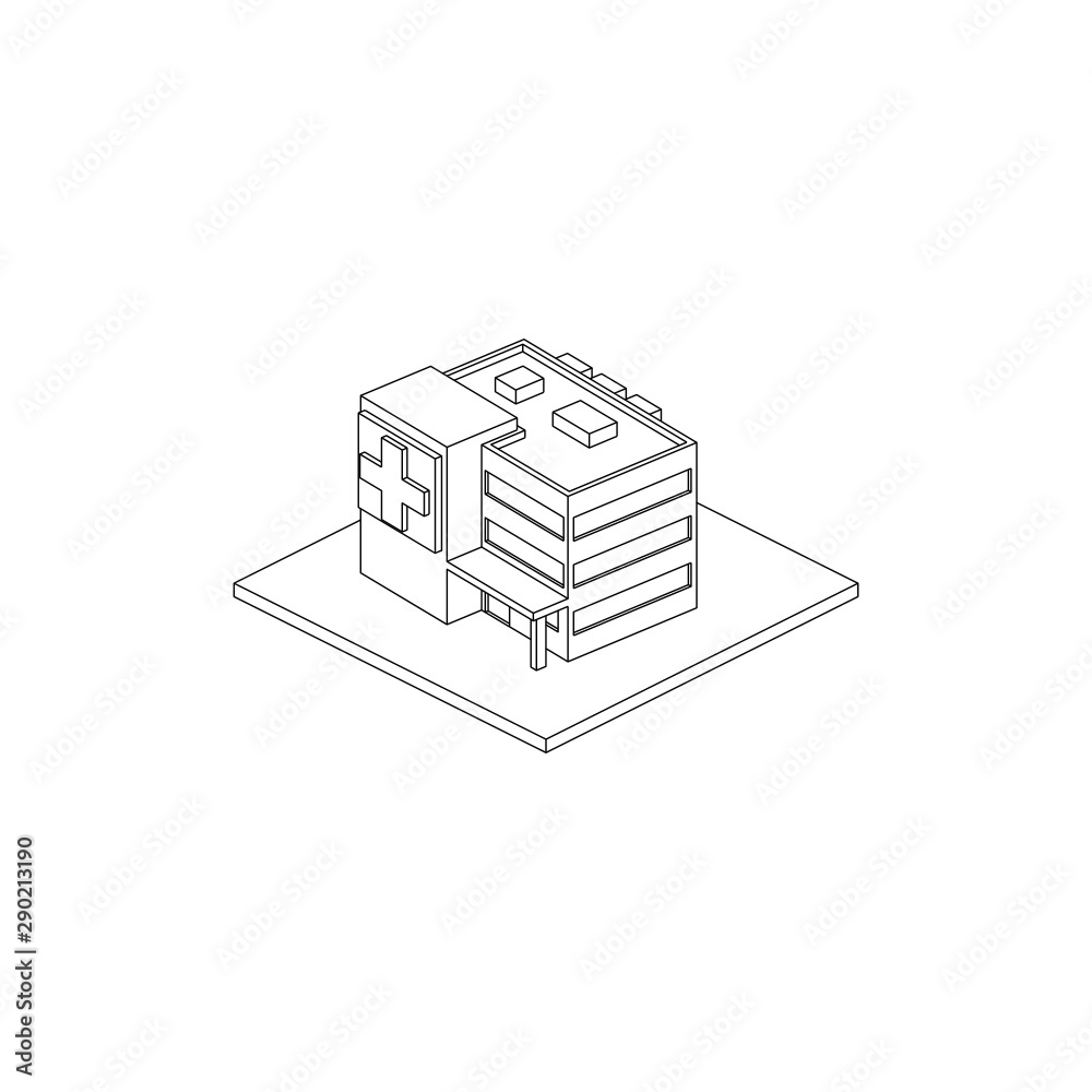 Hospital Isometric Line Art Isoalated Images Hospital Isometric Line Art Isoalated Images