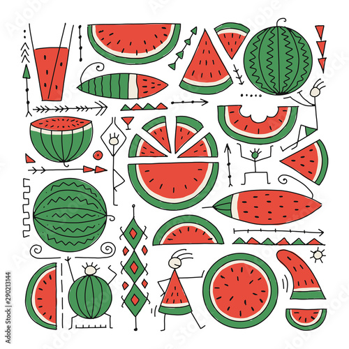 Watermelon collection, background for your design