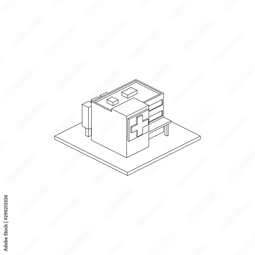 Hospital Isometric Line Art Isoalated Images