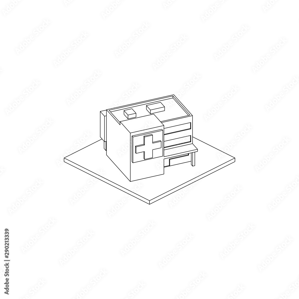 Hospital Isometric Line Art Isoalated Images Hospital Isometric Line Art Isoalated Images