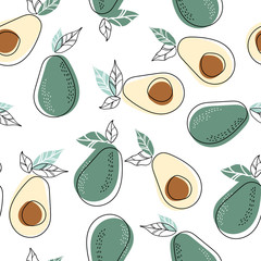 Acrylglasbilder Avocadomuster Avocado Scheiben Muster auf Weiß  © jullyromas