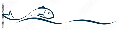 Symbol of a stylized sea fish with wave.