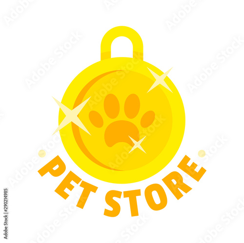 Pet store gold medal logo. Flat illustration of pet store gold medal vector logo for web design