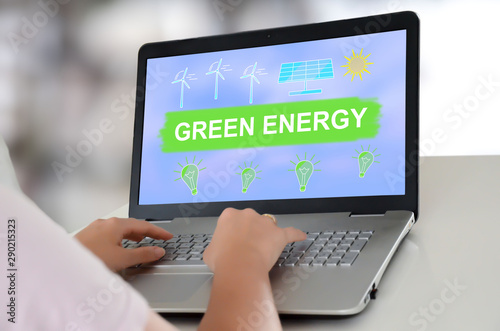Green energy concept on a laptop