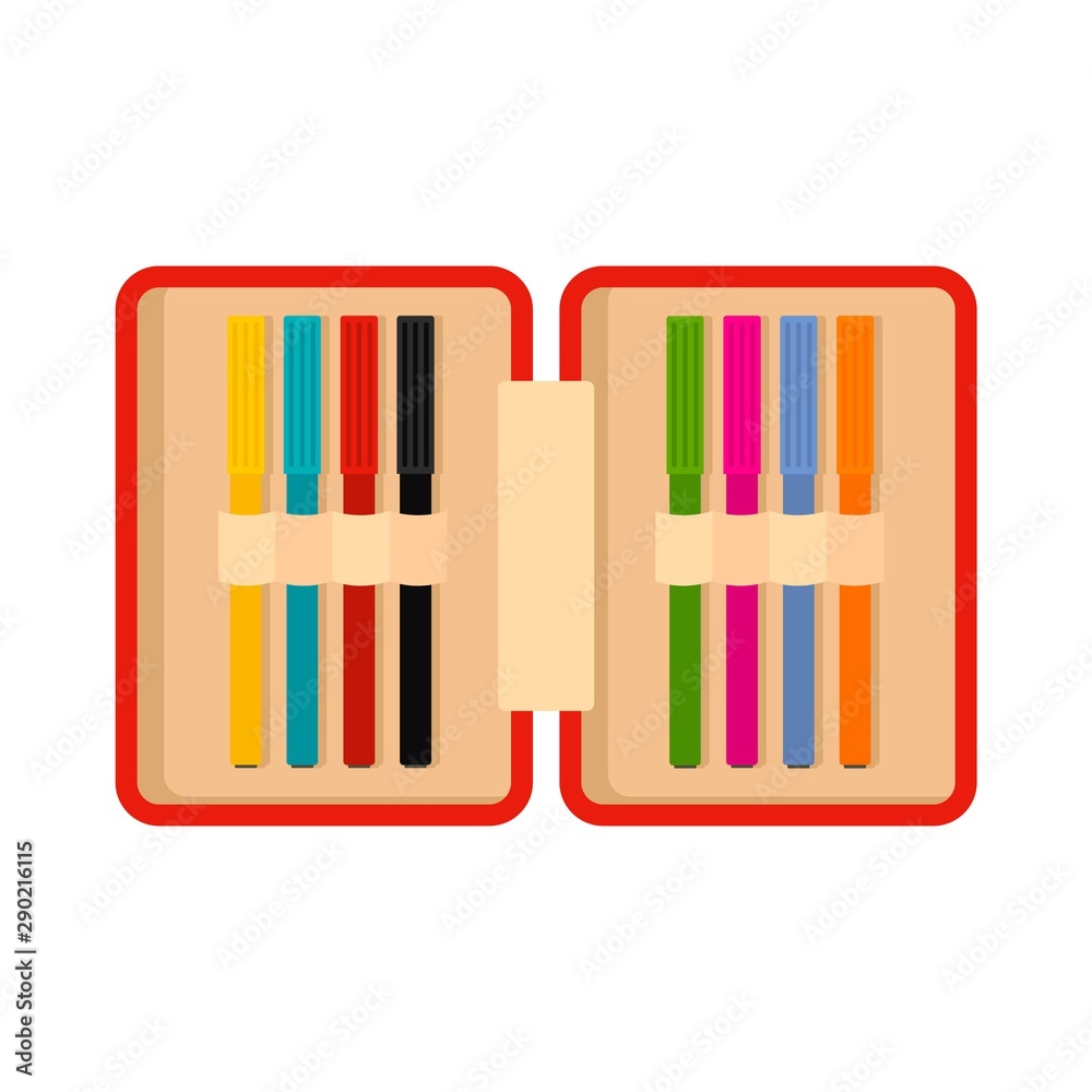 Fototapeta premium Open pencil box icon. Flat illustration of open pencil box vector icon for web design