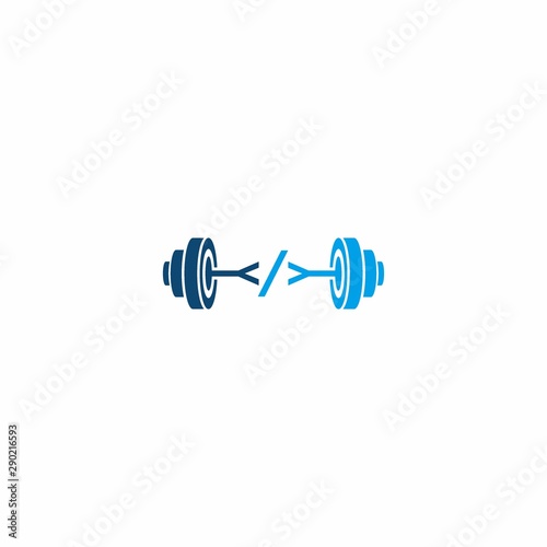 Code Barbell Gym Fitness Logo Design Modern Template
