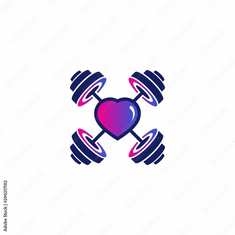 Obraz premium Love Barbell Gym Fitness Logo Design Modern Template