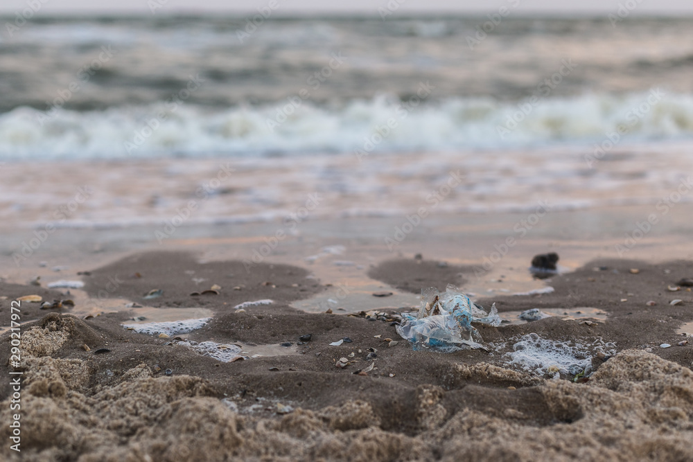 Plastic garbage on the seashore Plastic garbage on the seashore