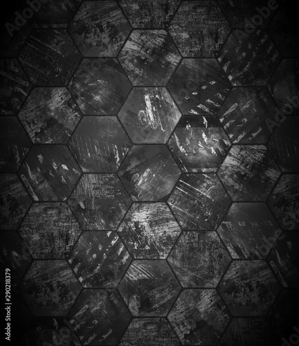 Black and White Grungy Tiled Background With Spotlight