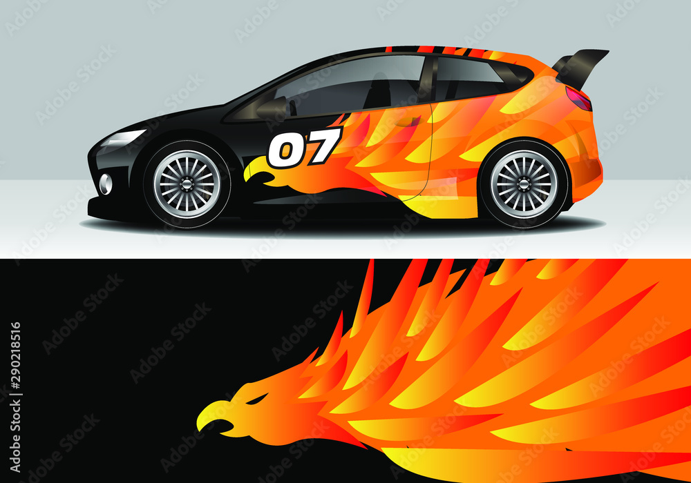 Naklejka premium car wrap with colorful modern line vector design