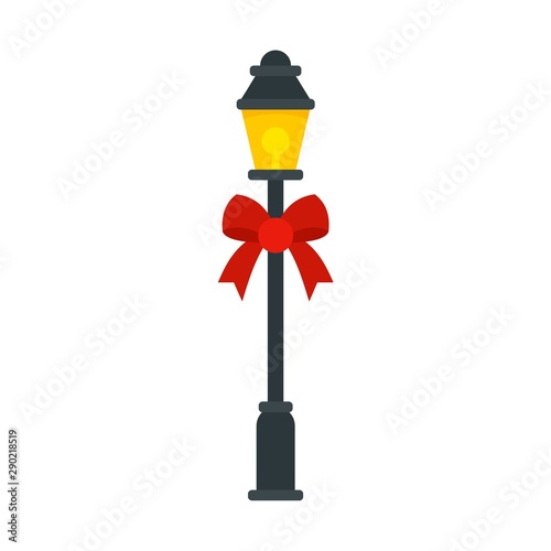 Street light xmas pillar icon. Flat illustration of street light xmas pillar vector icon for web design